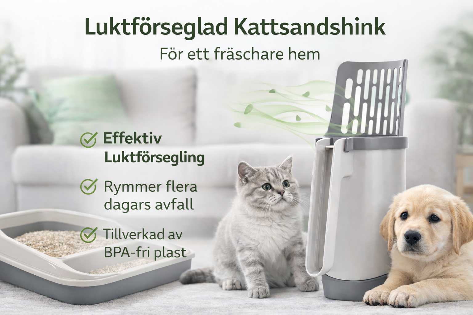 Kattsand Hink+spade – Fräschare hem utan lukt