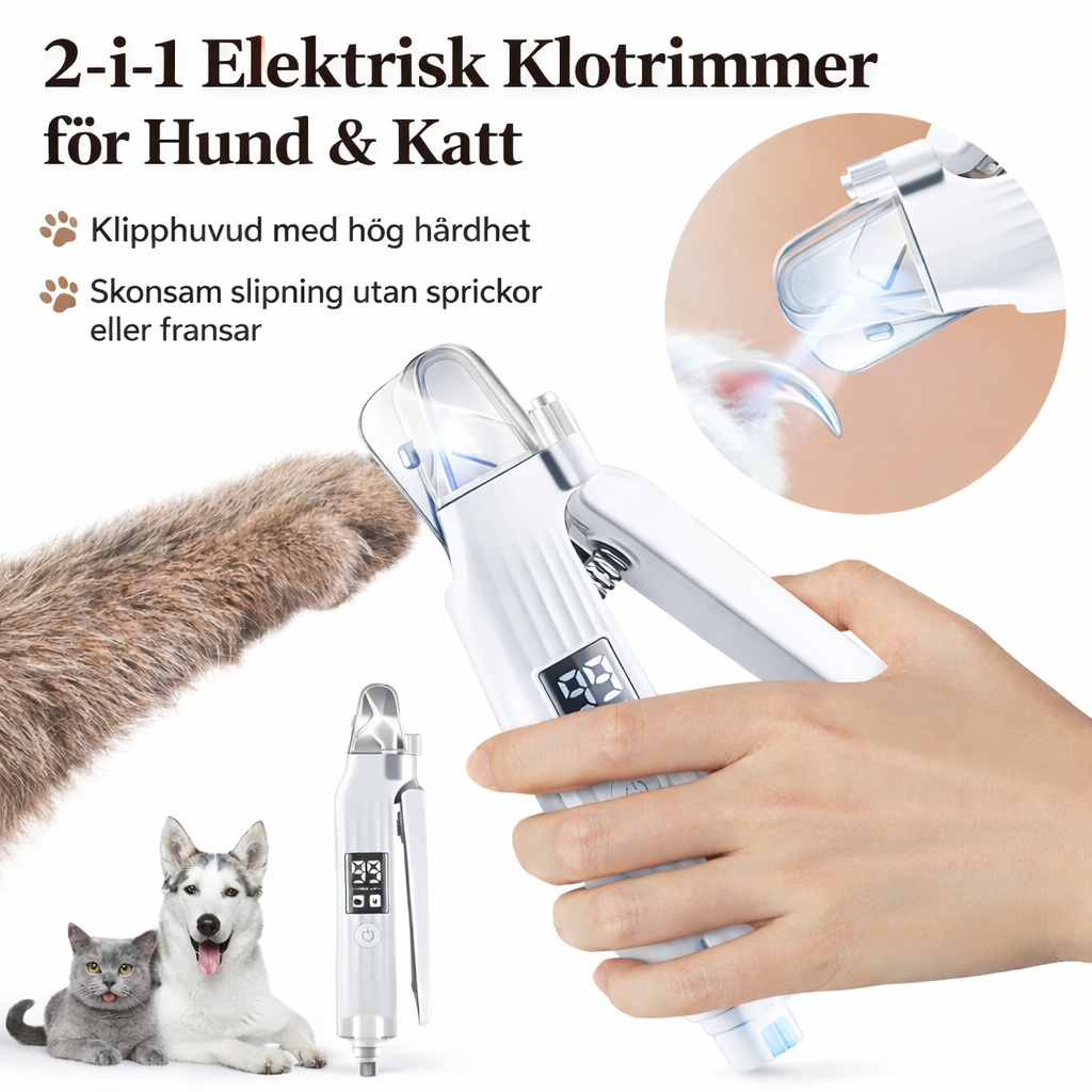 2-i-1 Elektrisk Klotrimmer för Hund & Katt